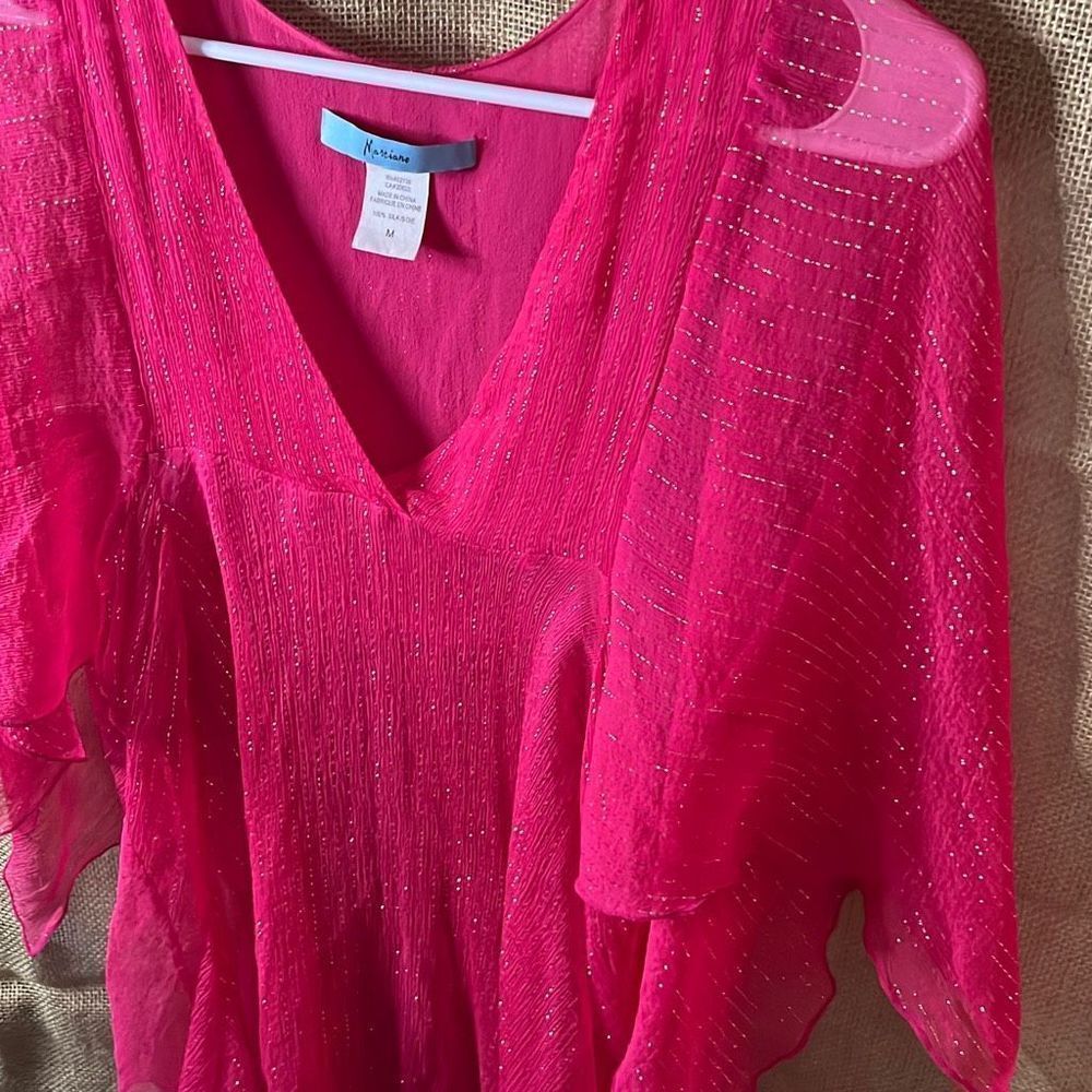 Marciano Flowing Pink Blouse Size Medium - Picture 4 of 6